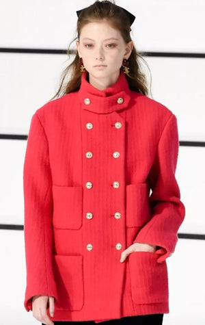 Chanel 20/A Hot Pink Long-Sleeve Tweed Jacket with Gold CC Button Detail Size 34 (UK 6)