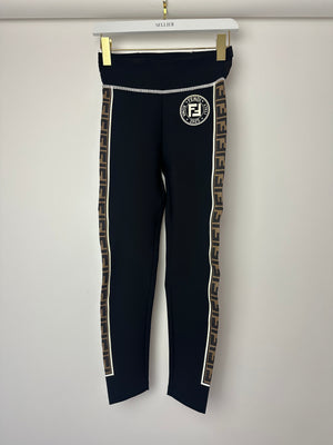 Fendi Black Legging with Logo Pattern IT 36 (UK 4)