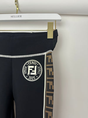 Fendi Black Legging with Logo Pattern IT 36 (UK 4)