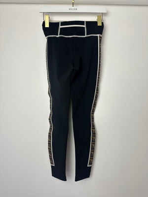 Fendi Black Legging with Logo Pattern IT 36 (UK 4)
