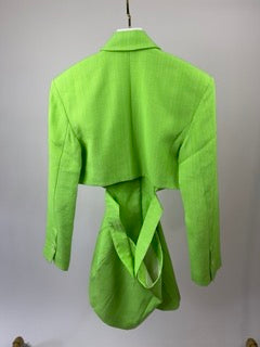 Jacquemus Neon Green 'Le Splash' Bari Cut-out Tailored Dress FR 40 (UK 12) RRP £1,010