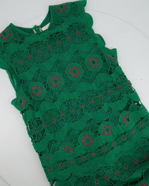 Chloé Emerald Green & Pink Crochet Midi Dress Size FR 36 (UK 8)