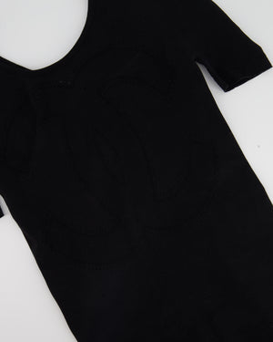 Chanel Black Laser Cut Unitard with CC Logo Detail Size XS (UK 6)