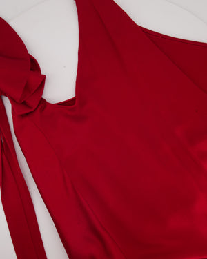 Valentino Red Draped Silk One shoulder Dress Size IT 40 (UK 8)
