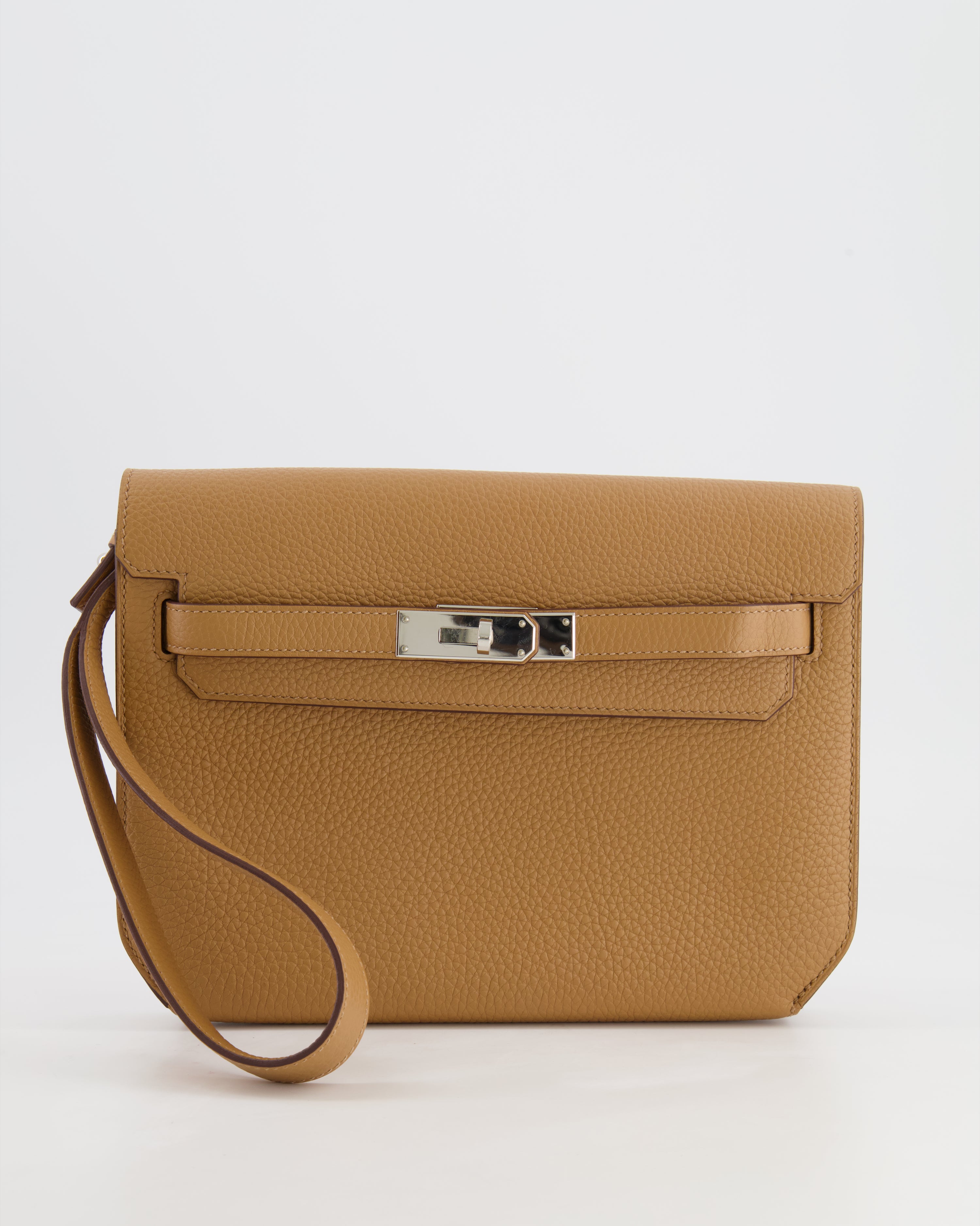 Hermès Kelly Depeches Pochette 25cm in Biscuit Togo Leather with