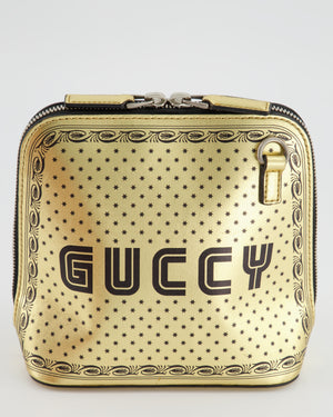 Gucci Gold and Black Leather Guccy Mini Dome Sega Bag