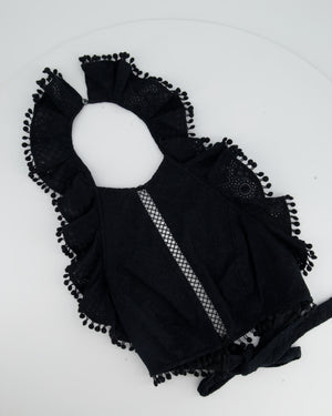 Zimmermann Black Broderie Lace Cotton and Shorts and Halter Top Set Size 1 (UK 10)