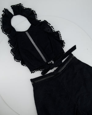 Zimmermann Black Broderie Lace Cotton and Shorts and Halter Top Set Size 1 (UK 10)