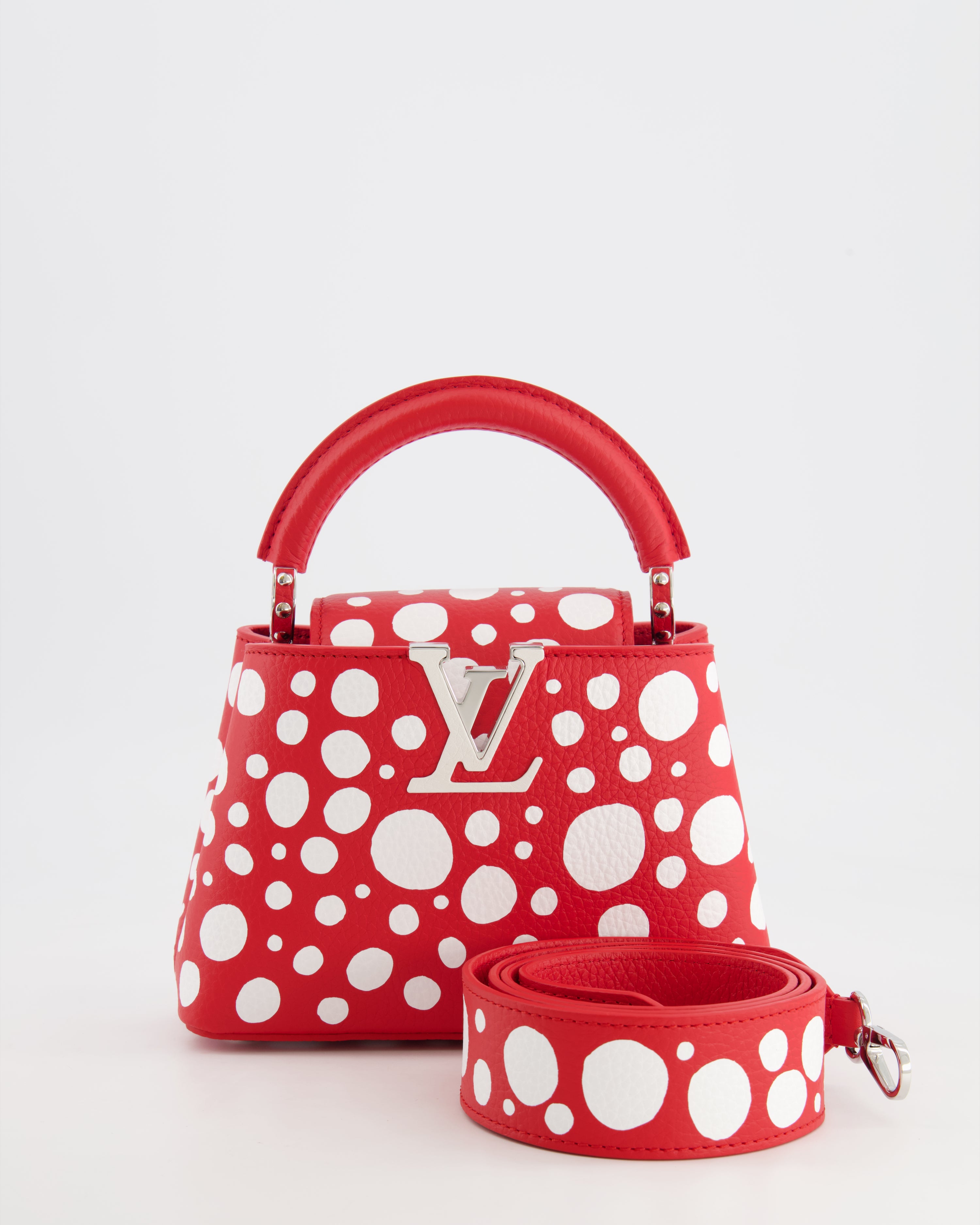 HOT* Louis Vuitton X Yayoi Kusama Red and White Mini Capucines Bag wi –  Sellier