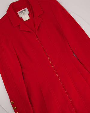 Chanel Vintage Red Jacket with Gold CC Logo Button Details FR 34 (UK 6)