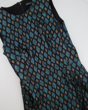 Dolce & Gabbana Turquoise Metallic and Gold Jacquard Mini Dress Size IT 38 (UK 6)