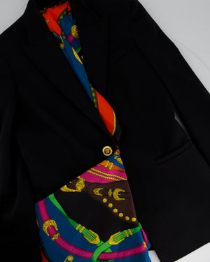 Versace Black and Multi Colour Chain Print Blazer and Blouse Set Size IT 40 (UK 8)