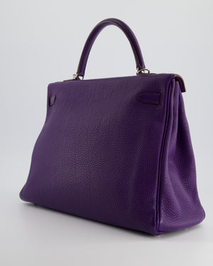 Hermès Kelly 35 Retourne Bag in Iris Togo Leather with Palladium Hardware