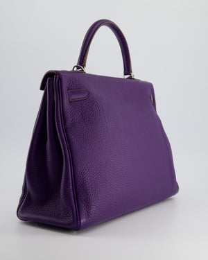 Hermès Kelly 35 Retourne Bag in Iris Togo Leather with Palladium Hardware