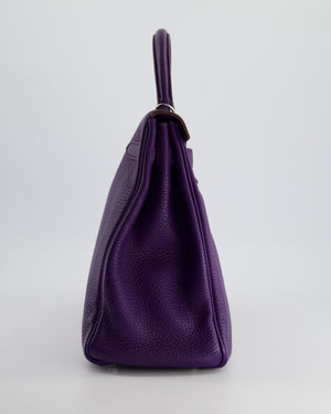 Hermès Kelly 35 Retourne Bag in Iris Togo Leather with Palladium Hardware
