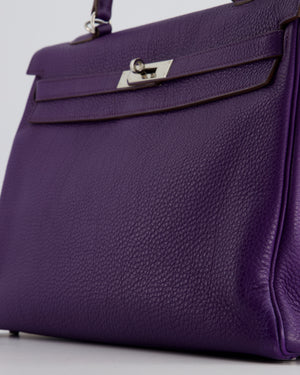 Hermès Kelly 35 Retourne Bag in Iris Togo Leather with Palladium Hardware