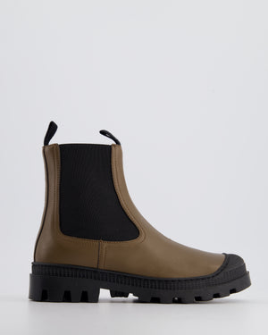 Loewe Khaki Green and Black Chelsea Ankle Boots Detail Size EU 36