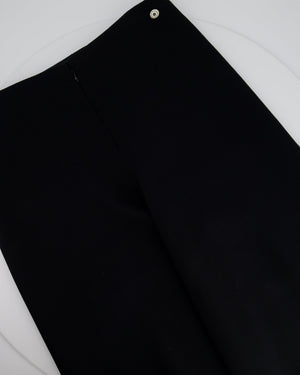 *SUPER HOT* Chanel 22C Black, White Metallic Tweed Trim Silk Jacket and Wide-Leg Trouser Set with Crystal CC Logo Detail Size FR 42-44 (UK 14-16) Jacket RRP £5,420