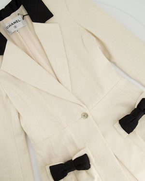 Chanel 21/S Cream Long Line Blazer with Quilted Collar Detail FR 36 (UK 8)