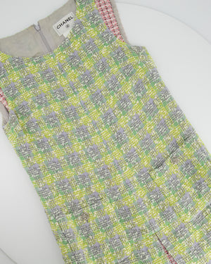 Chanel Yellow, Green Pink Boucle Tweed Shift Dress FR 36 (UK 8)