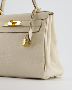 Hermès Kelly 28cm Retourne Bag in Craie Togo Leather with Gold Hardware