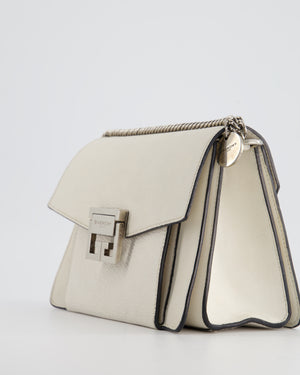 Givenchy White GV3 Quilted Shoulder Bag in Lambskin Leather with Silver Hardware
