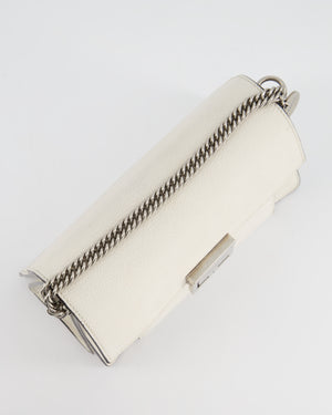 Givenchy White GV3 Quilted Shoulder Bag in Lambskin Leather with Silver Hardware