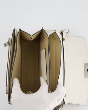 Givenchy White GV3 Quilted Shoulder Bag in Lambskin Leather with Silver Hardware
