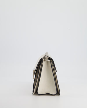 Givenchy White GV3 Quilted Shoulder Bag in Lambskin Leather with Silver Hardware