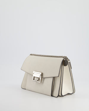 Givenchy White GV3 Quilted Shoulder Bag in Lambskin Leather with Silver Hardware