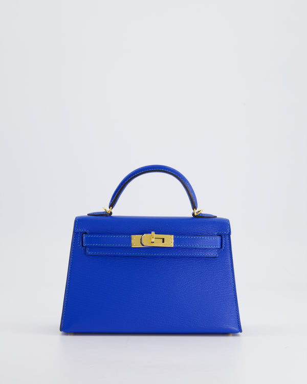 Hermès Mini Kelly II 20cm Bag in Blue Hydra in Chevre Leather with Gold Hardware