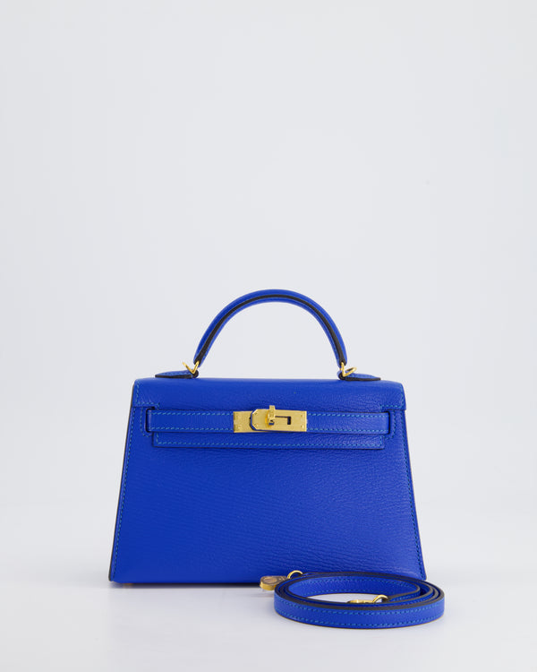 Hermès Mini Kelly II 20cm Bag in Blue Hydra in Chevre Leather with Gold Hardware