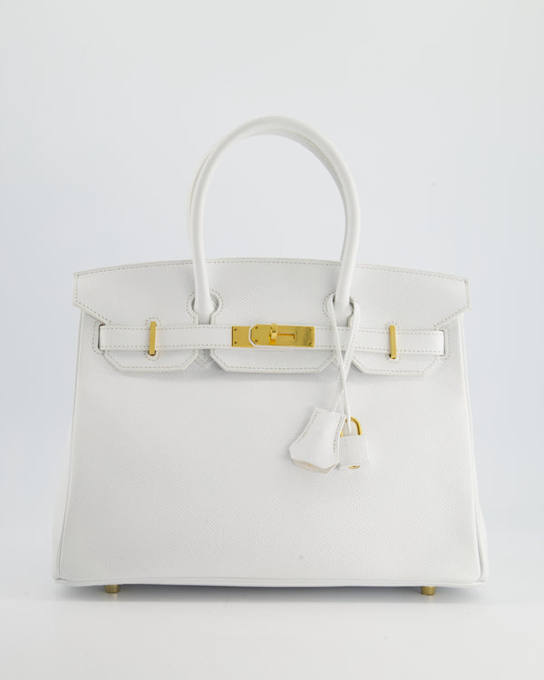 Hermès HSS Birkin Bag 30cm in White Epsom Leather and Gold Hardware