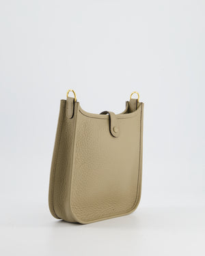 *HOT* Hermès Mini Evelyne Bag in Beige Marfa Clemence Leather with Gold Hardware