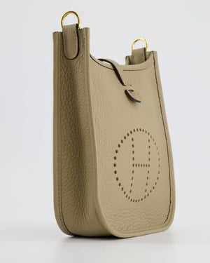 *HOT* Hermès Mini Evelyne Bag in Beige Marfa Clemence Leather with Gold Hardware
