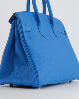 *FIRE PRICE* Hermès Birkin 25cm Retourne Bag in Bleu Zanzibar Togo Leather with Palladium Hardware
