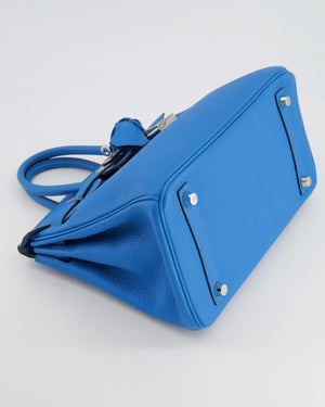 *FIRE PRICE* Hermès Birkin 25cm Retourne Bag in Bleu Zanzibar Togo Leather with Palladium Hardware