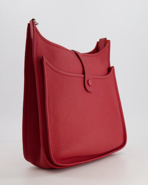 *FIRE PRICE* Hermès Evelyne 29cm Bag in Rouge Grenat Leather with Palladium Hardware