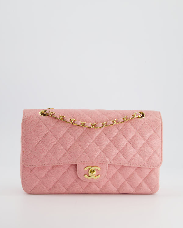 *ULTRA RARE* Chanel Bubblegum Pink Vintage Classic Medium Double Flap Bag in Caviar Leather with 24K Gold Hardware