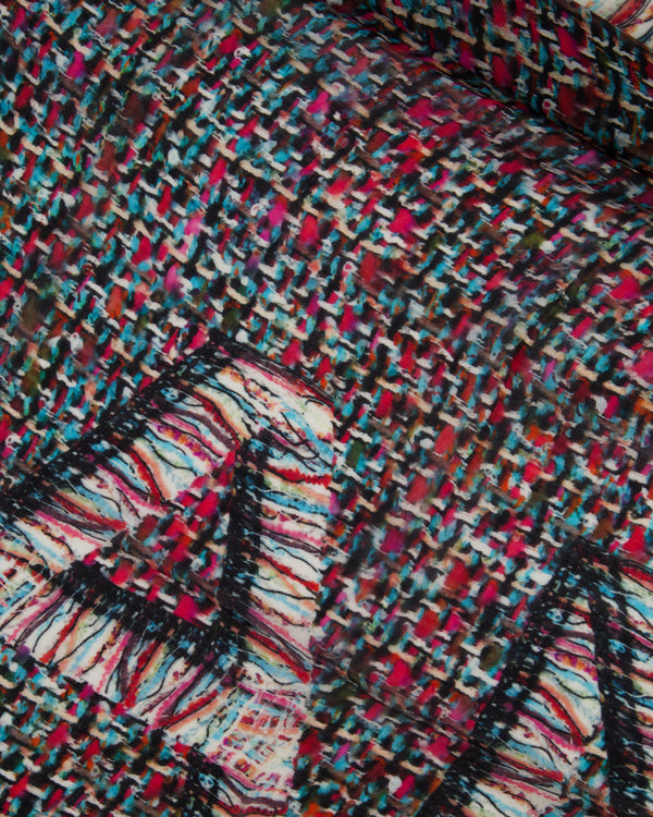 Chanel Multicolour Tweed Effect Logo Silk Scarf