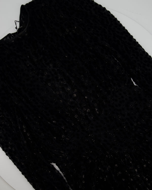 Isabel Marant Black Metallic Polka Dot Print Long Sleeve Mini Dress FR 40 (UK 12)