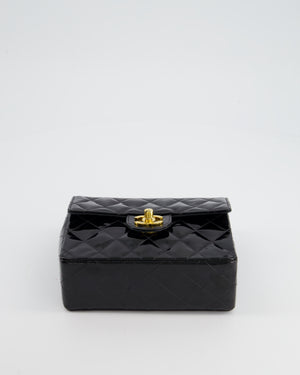 *RARE* Chanel Vintage Black Mini Square Flap Bag in Patent Leather with 24k Gold Hardware