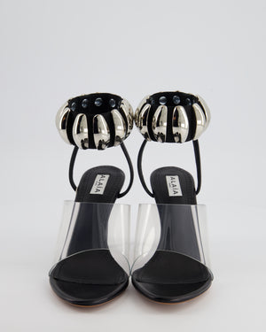 Alaia Black and Silver Tribale Embellished Leather and PU Sandal Heels Size EU 36/38 RRP £1,330