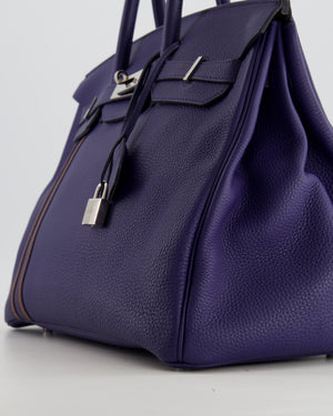 Hermès Limited Edition Birkin 35cm Officier in Bleu Encre and Bordeaux Togo Leather with Palladium Hardware