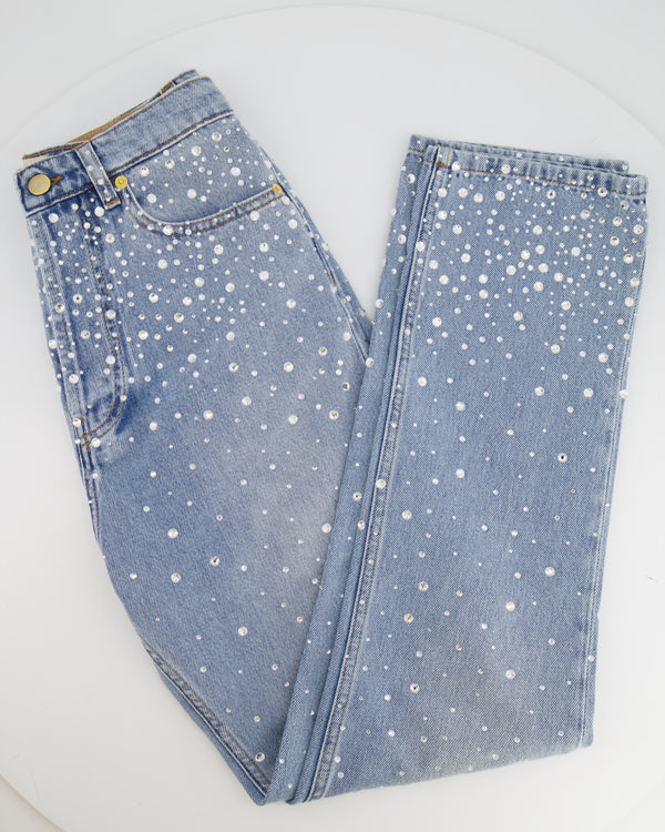 Alexandre Vauthier Crystal-Embellished Straight-Leg Jeans Size 28 (UK 10) RRP £1,000