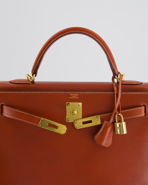 *HOT* Hermès Brick Vintage Kelly Bag Sellier 32cm in Box Leather and Gold Hardware