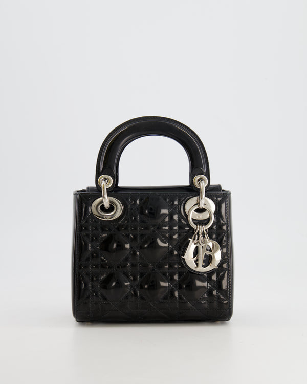 *FIRE PRICE* Christian Dior Mini Lady Dior Bag in Black Patent Leather with Silver Hardware RRP £4,200