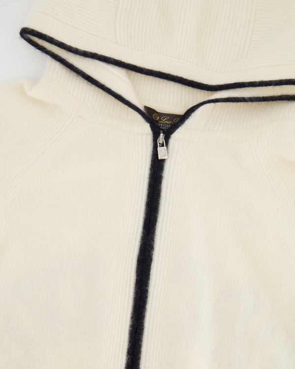 Loro Piana Cream Baby Cashmere Zipped Courchevel Sweater Size IT 40 (UK 8)