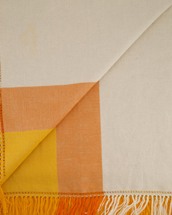 Hermès Orange and Beige Linen Blend Beach Towel with Logo
