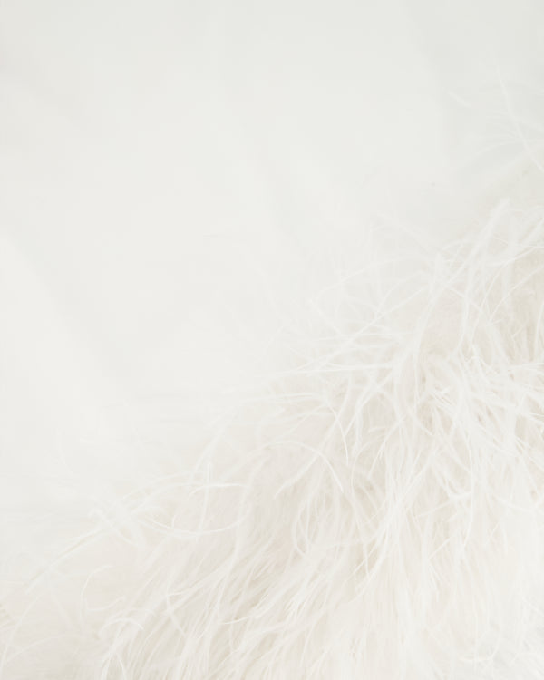 Nadine Merabi White Sleeveless Mini Dress with Feathers Size S (UK 6)